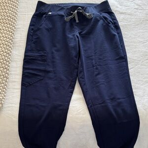 Figs Navy Jogger Pants with Gray Drawstring